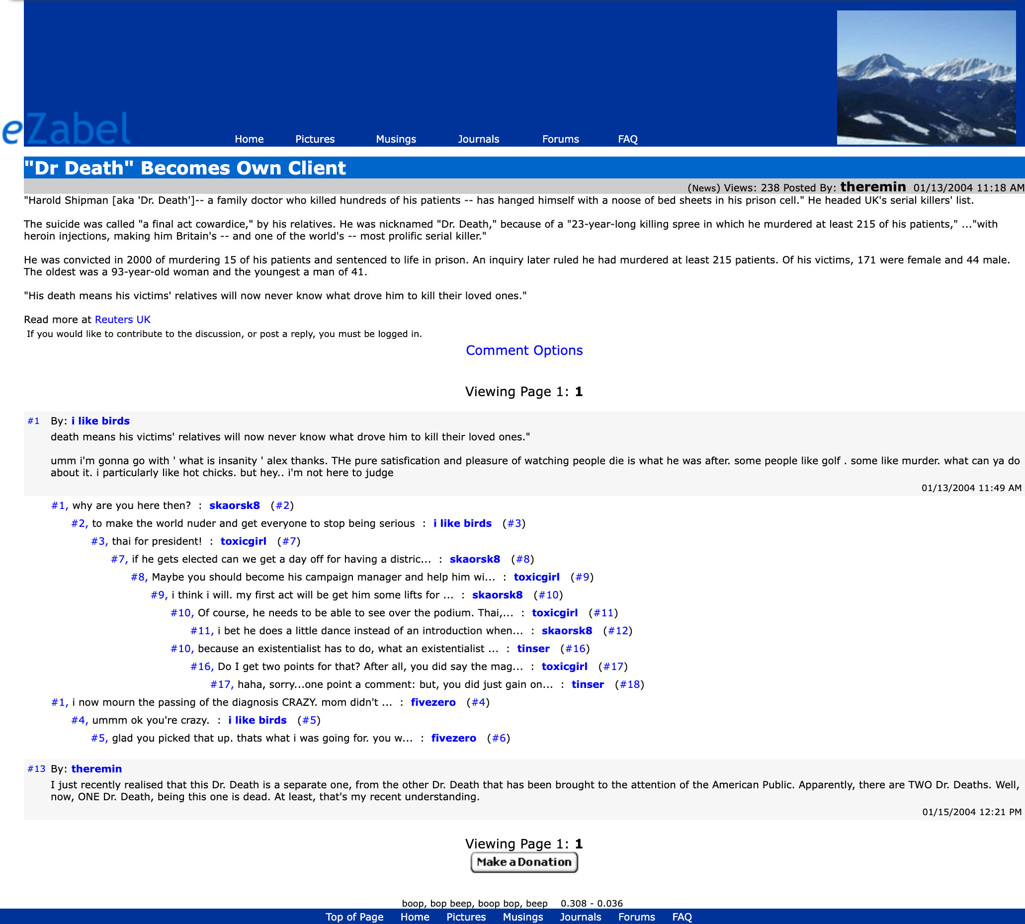 eZabel comment thread, February 2004